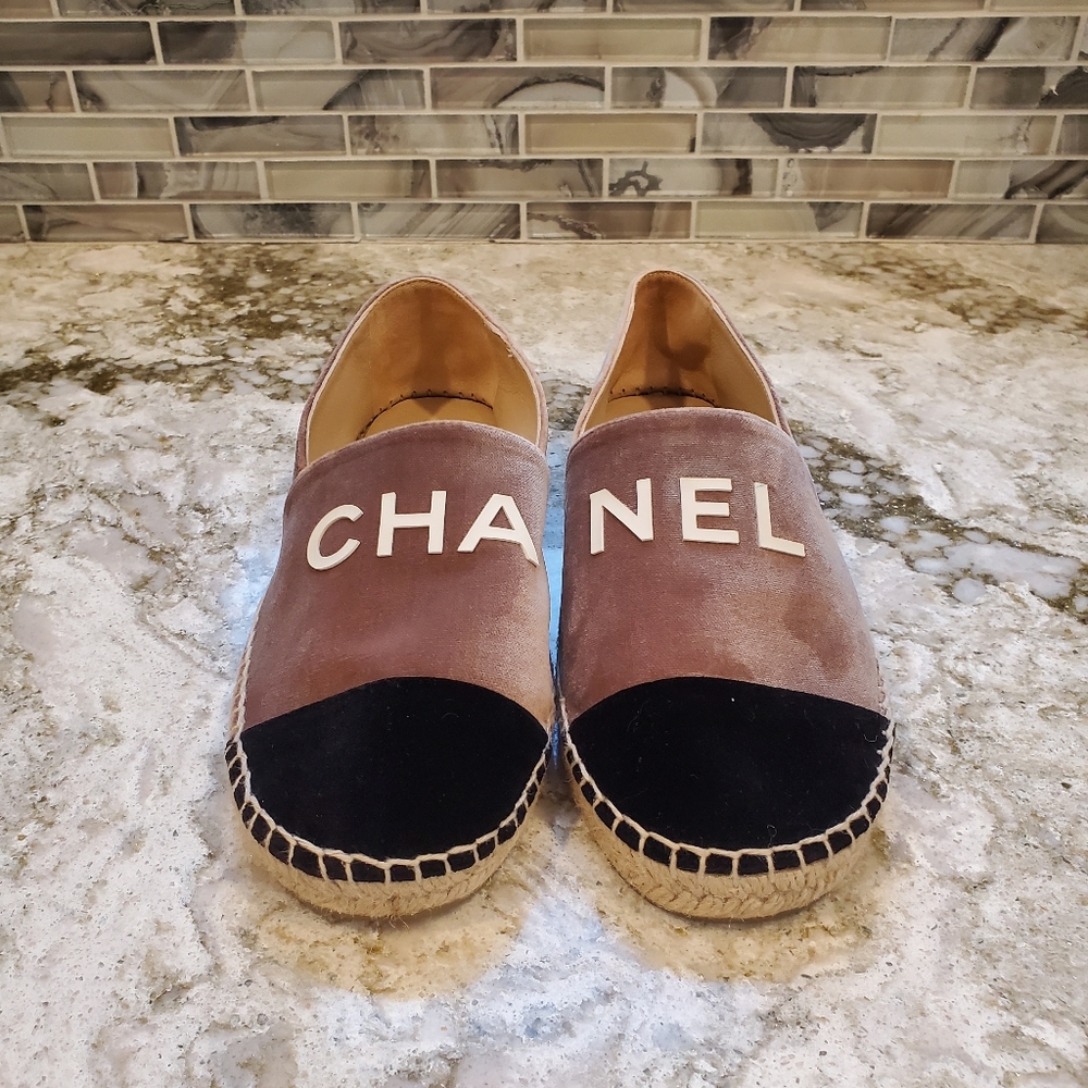Chanel velvet logo Espadrilles